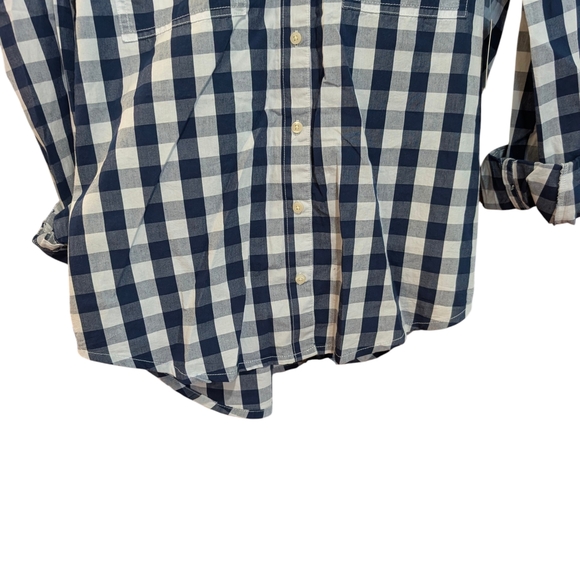 St. John’s Bay Men’s Navy Blue Gingham Checkered Button Down Shirt - Size M - Picture 4 of 8